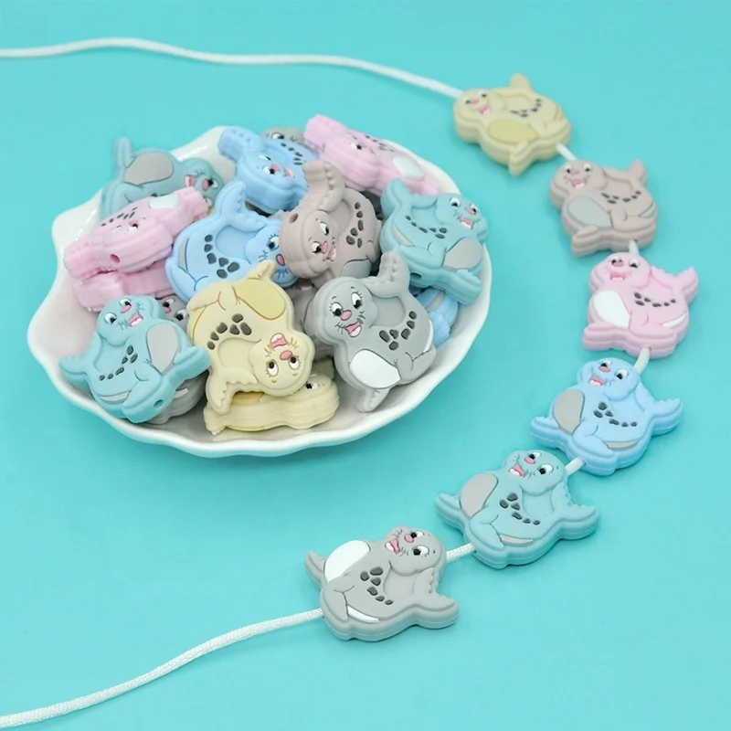 Best selling Funny diy keychain brand designer logo animal silicone focal beads for pens focal beads