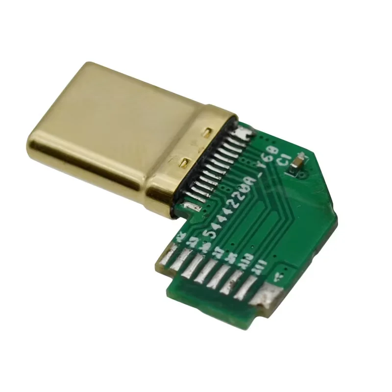 High Quality USB 3.1 Type C Male Connector 24 Pin Elbow Model Side Soldering USB C-C Set Plug with 10NF Capacitor Gold Plated