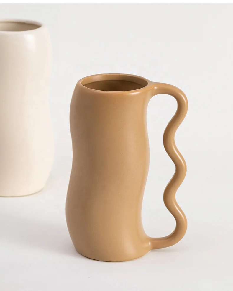 Artistic matte table decorations decorative vases decor ceramic vase home china ceramic vase with handle