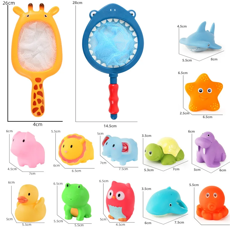 Wholesale Custom Baby Bathtub Fishing Toys Quality Cute Floating Animal Bath Toys For Kids Water Play Soft Rubber Toy