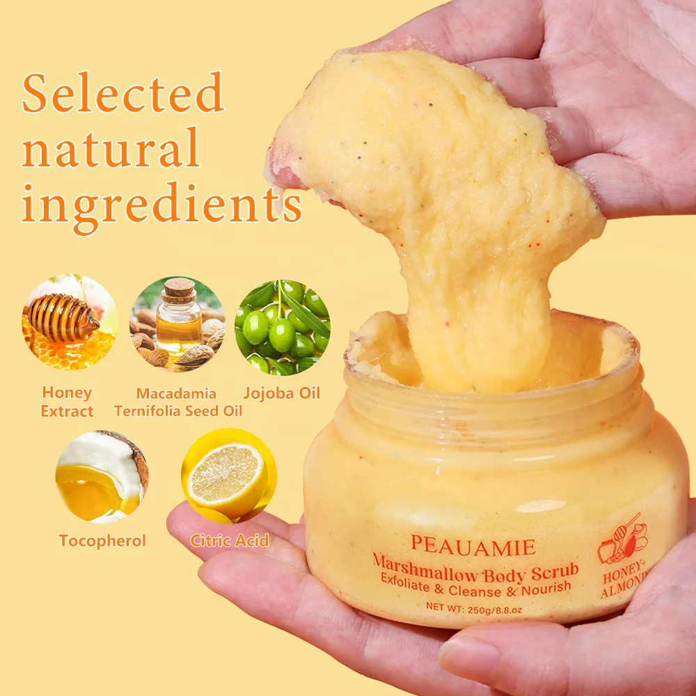 Private Label Honey Sugar Almond Skin Care Body Polish Nourishing Exfoliating Body Scrub