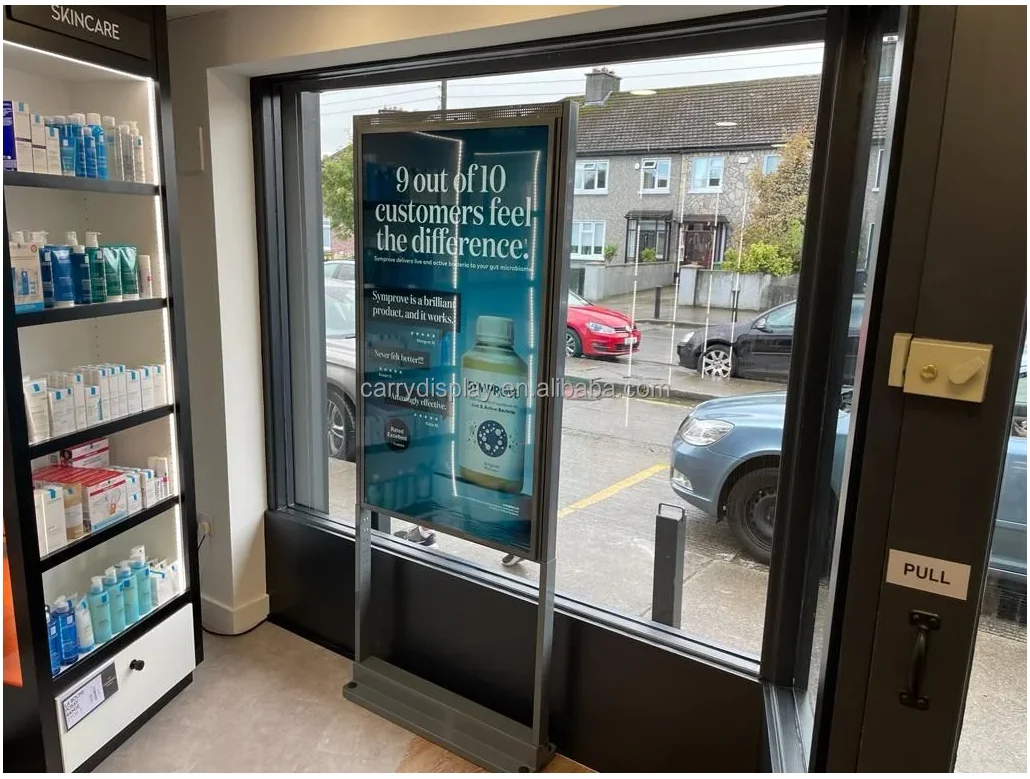 High Brightness Ultra Narrow Bezel Ceiling Hang Commercial Display Window Advertising Machine For Shopping Mall Retail Store