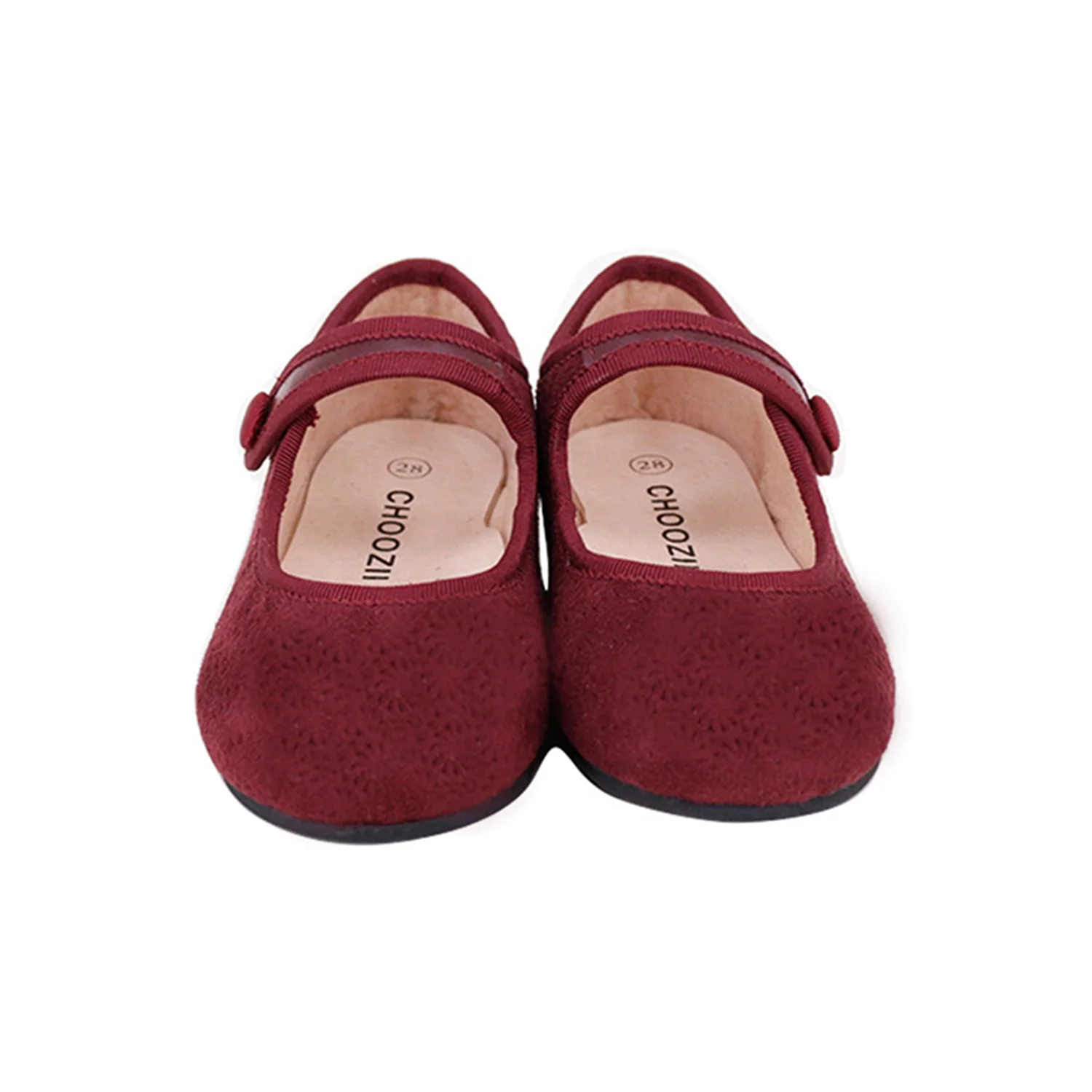 Choozii New Arrival Red Velvet Children Elegant Flat Mary Jane Beautiful Floral Princess Dress Kids Girls Shoes