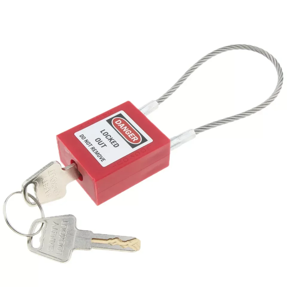 175mm Top Security Safety Lockout Tagout Safety Cable Locks out Steel Cable Wire PadLock