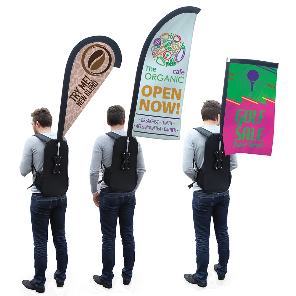 High Quality Walking Body Backpack Teardrop Banner Flag