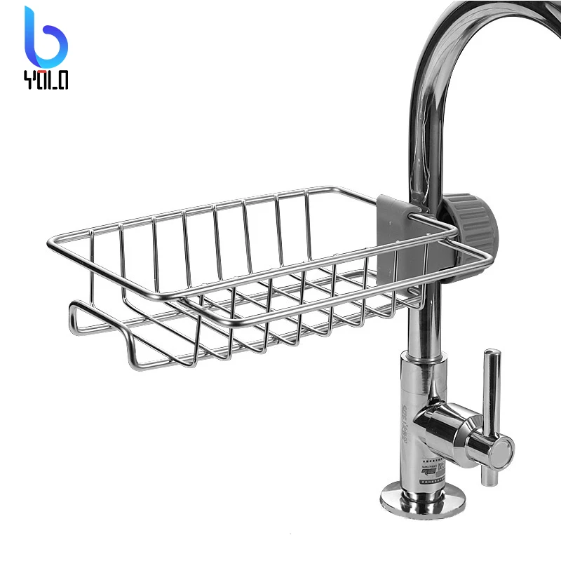 Wholesale Stainless Steel Kitchen Sink Organizer Sink Caddy Faucet Sponge Towel Drying Rack Holder