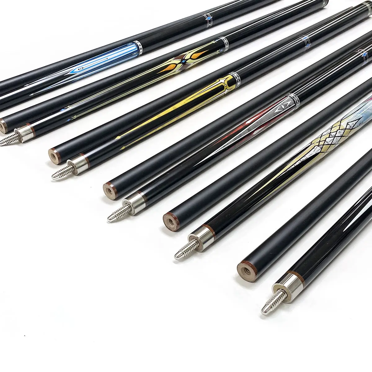 Factory wholesale cheap price 2-pc center jointed Straight Carbon Graphite Black Billiard Pool Cue Stick