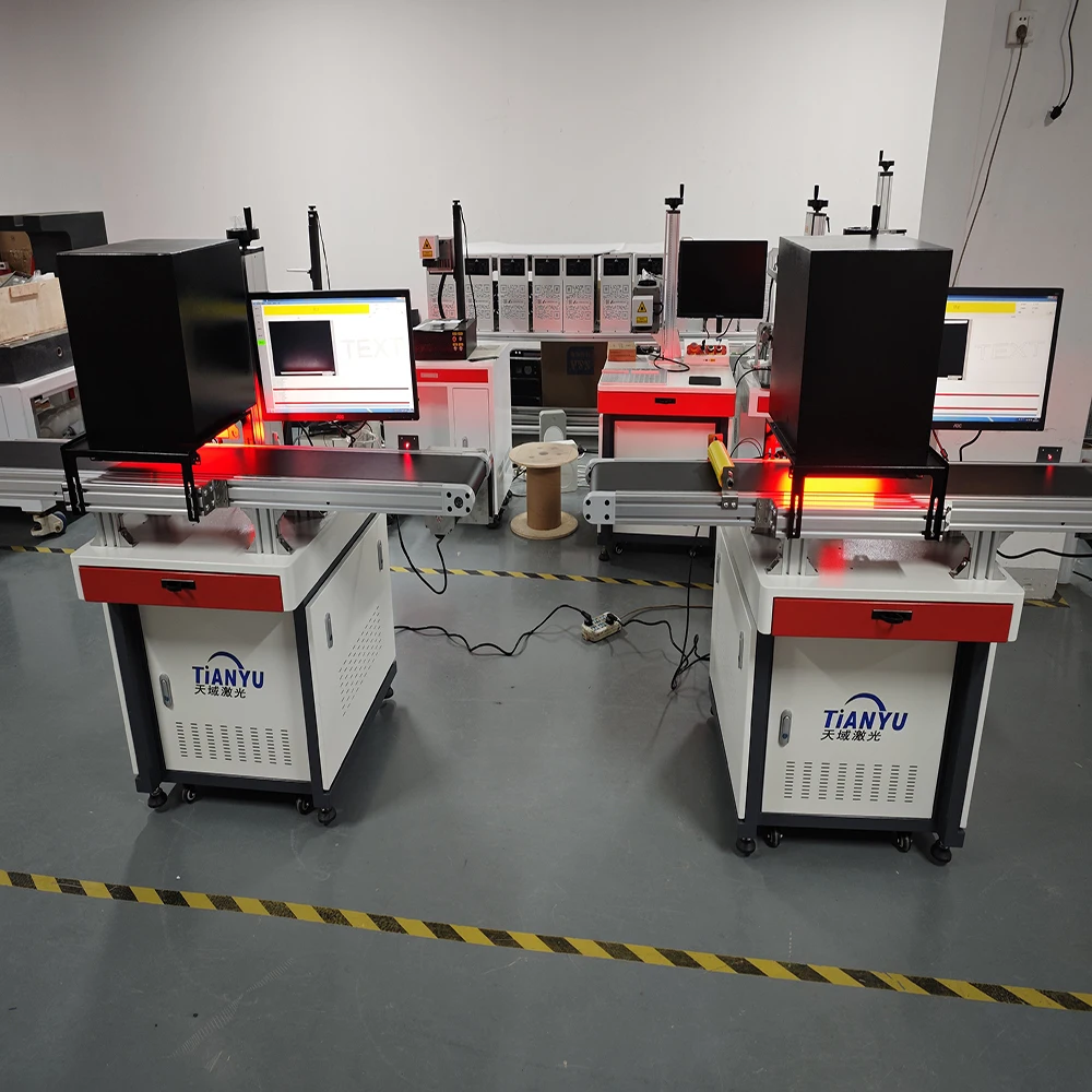 CCD Camera 20W 30W 50W Optical Fiber Vision Positioning Automatic Focus Laser Marking Machine With XY axis mobile platform
