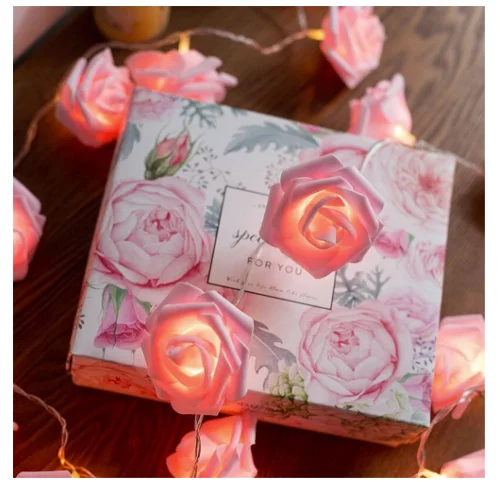 USB/Battery Operated 10/20/40 LED Rose Flower Garland Christmas Holiday String Lights For Valentine Party Wedding Decoration