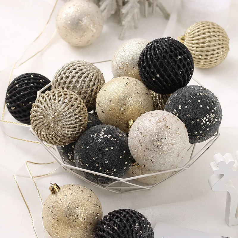 2024 new design white plastic Christmas ball set with hand painted for Xmas holiday Christmas Decorations Ornaments