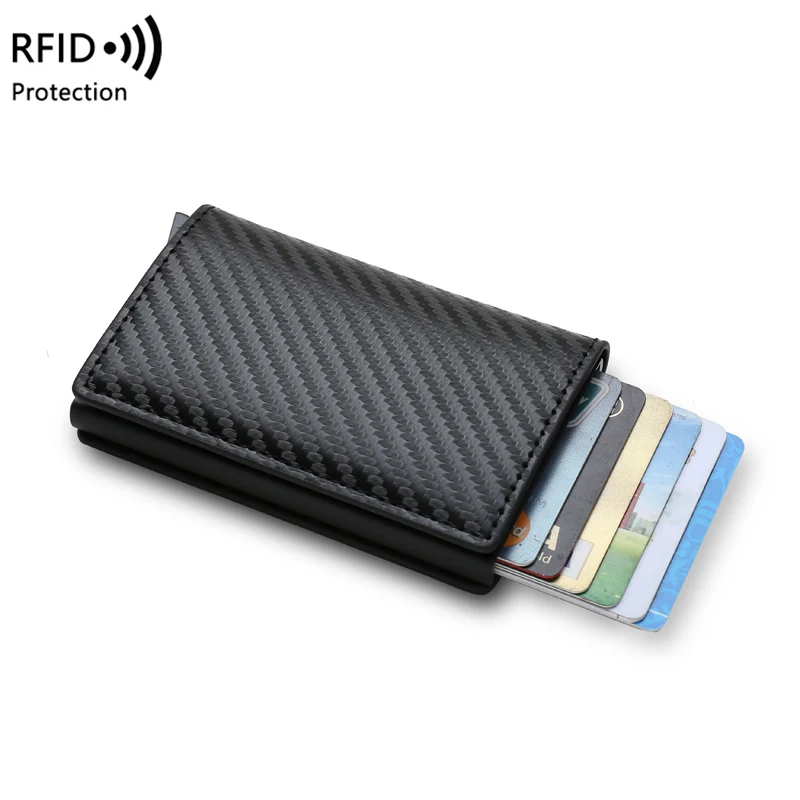 2024 design ultra Metal RFID real carbon fiber card Custom wallet, minimalist aluminum credit card holder with Metal money clip