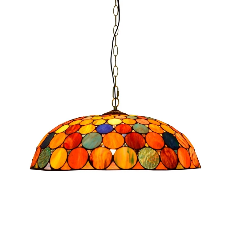 
large European Bohemia retro Color lighting Tiffany stained glass Restaurant Bar bedroom Lobby corridor LED pendent lamp 