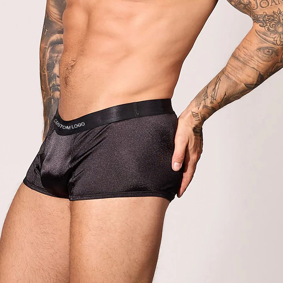 PATON Luxe Satin Boxers Trunks for Adults Custom Text Logo on Waistband Incredibly Sleek and Comfortable Fit Underpants