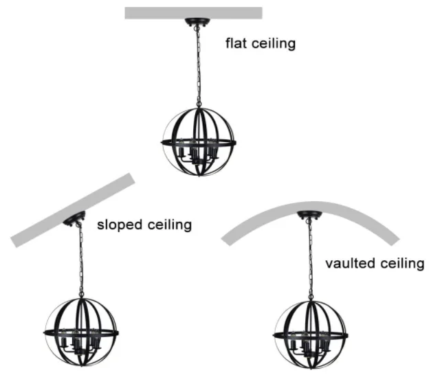 Industrial Pendant Lighting Fixture Flexible Chandelier Hanging Rustic 5 Light Flush Mount Ceiling Pendant Lamp