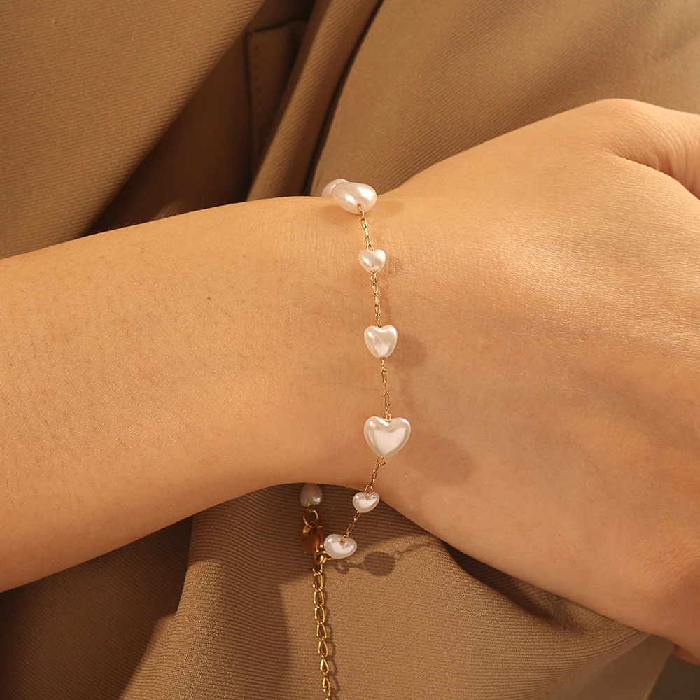 MX Necklaces for Women 18K Gold Plated Chain Necklace Bracelet Delicate Freshwater Pearl Necklace Everyday Fashion Jewelry Set