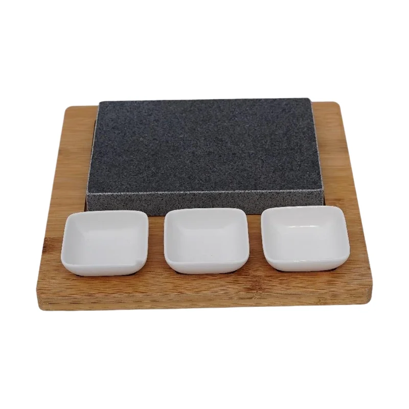 Natural Stone Rock Lava Volcanic Granite Steak Grill Stone Plate Set Hot Stone Grill Cooking Steak Set Steakstone