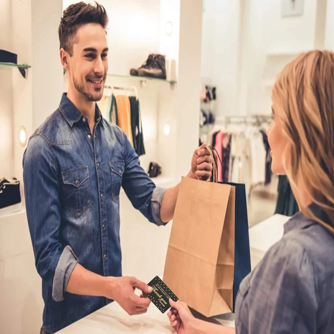 Матовый черный бизнес благодарит вводную информационную печать настраиваемая открытка поздравительная визитная карточка бумага