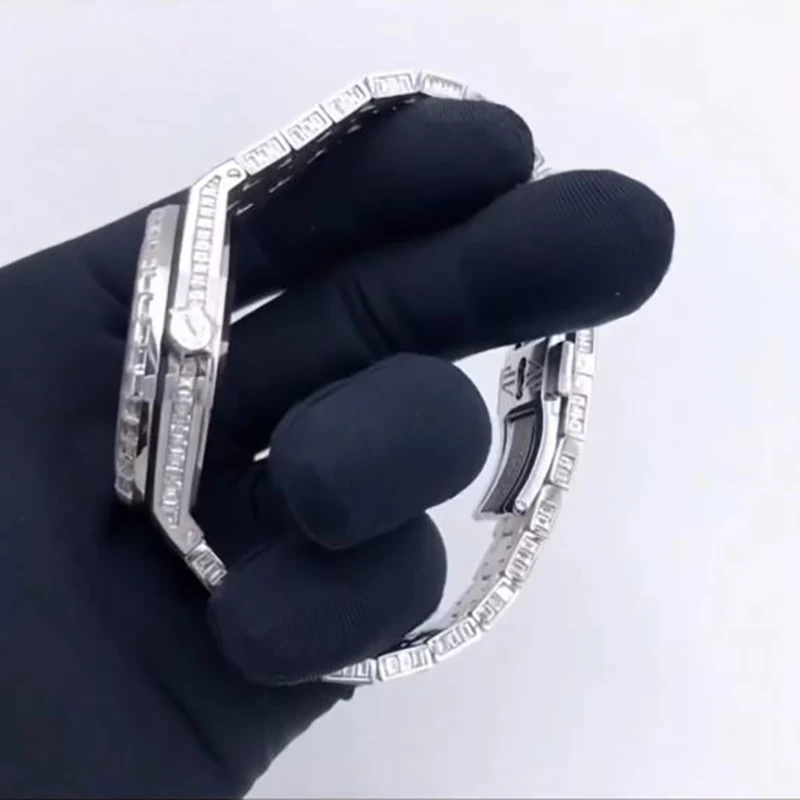Механические часы VVS Moissanite Алмазный тестер багет 925 посеребренное золото роскошные ювелирные