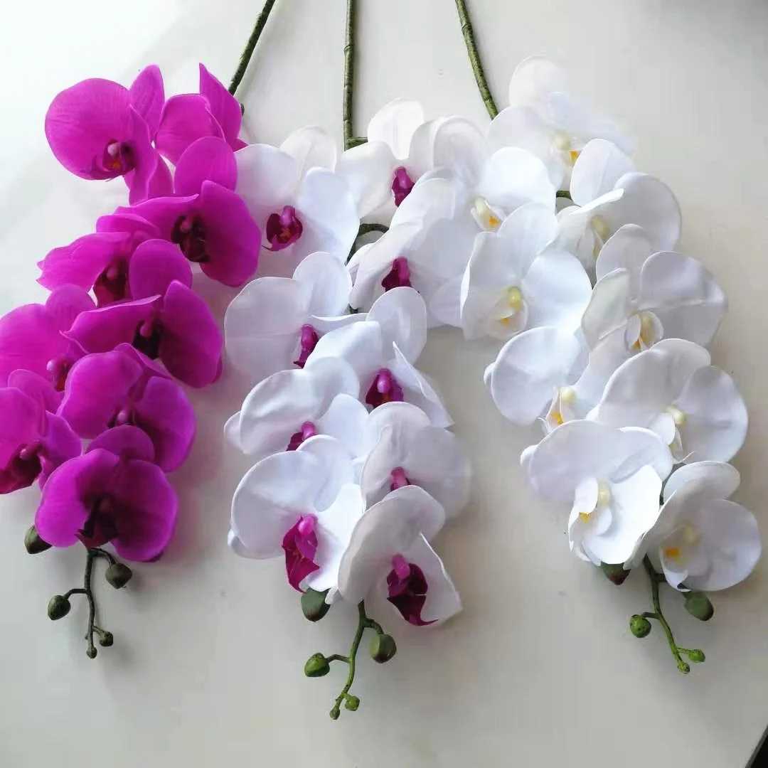 Q-1548 Factory Wholesale  Silk Artificial 9-Head Phalaenopsis Orchid Flower For Wedding Home Decoration