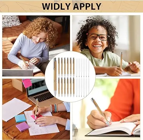 Customized Laser Engraved Logo Printed Ball Point Pens Eco Friendly Bamboo Wood Pens Personalized Black Ink Bamboo Pen