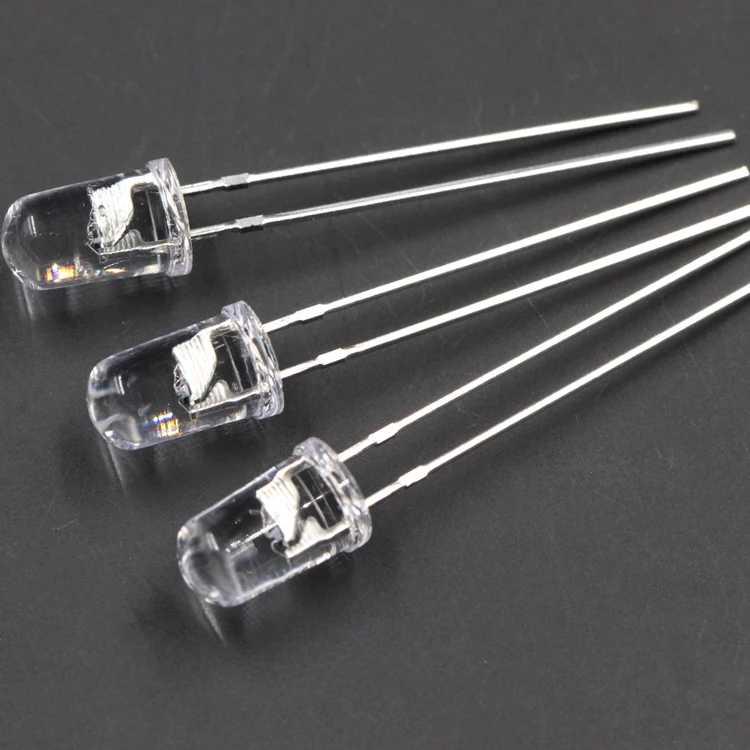 5 мм круглая головка прозрачная Одиночная вспышка красная желтая синяя зеленая Белая светодиодная прямая подсветка