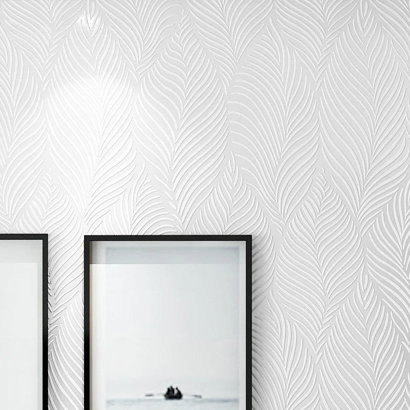 Factory Price 3D Wall Panels Textured Solid Color Modern Minimalist Feather Wallpaper For Living Room Bathroom