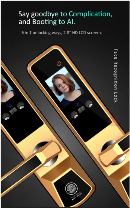 Huarui HR603 Smart NFC Biometric 3D Technology IR Optics Face Recognition Key Sliding Cabinet Magnetic Door Lock