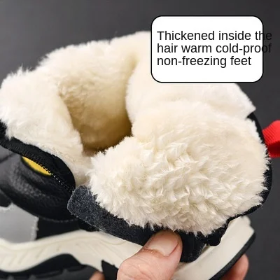 Зимняя новая спортивная обувь для мальчиков кожаная поверхность теплая водонепроницаемая утолщенная обувь для девочек с высоким берцем для снега детские короткие ботинки