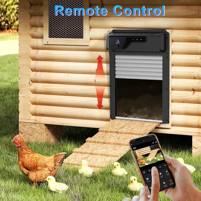 Wholesale And Retail Timer And Night Vision Waterproof IP65 Smart Chicken Coop Door Opener With Camera