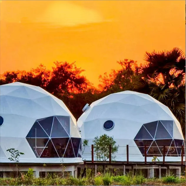 Customized 7m 8m trade show tent outdoor luxury transparent Igloo geodesic dome house tent