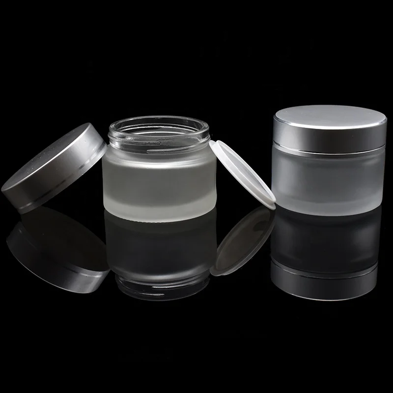 free sample glass cosmetic cream jar 15g 20g 30g 50g frosted glass cleansing cream container