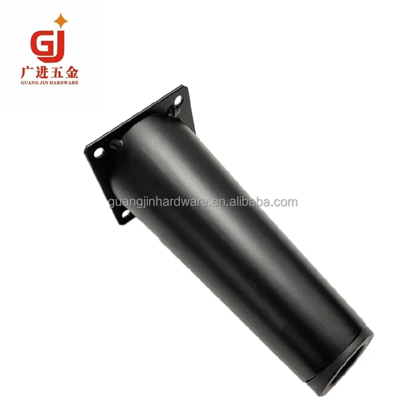 Simple dumb black metal 150MM oblique round tubular furniture feet with strong load-bearing sofa feet