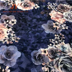 SHAOXING Luxury design flower design soft touch burnout knit digital print polyester korea velvet fabric