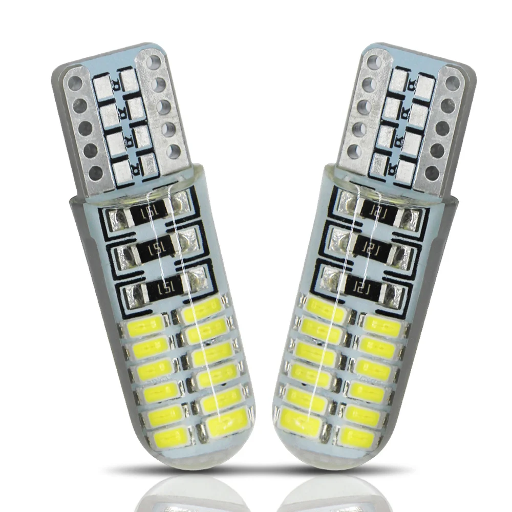 T10 Socket 24 SMD Silica Gel Canbus Led 194 Bulbs 168 W5W 3014-24-smd Car Width Light DC 12V Error Free Auto License Plate Lamp