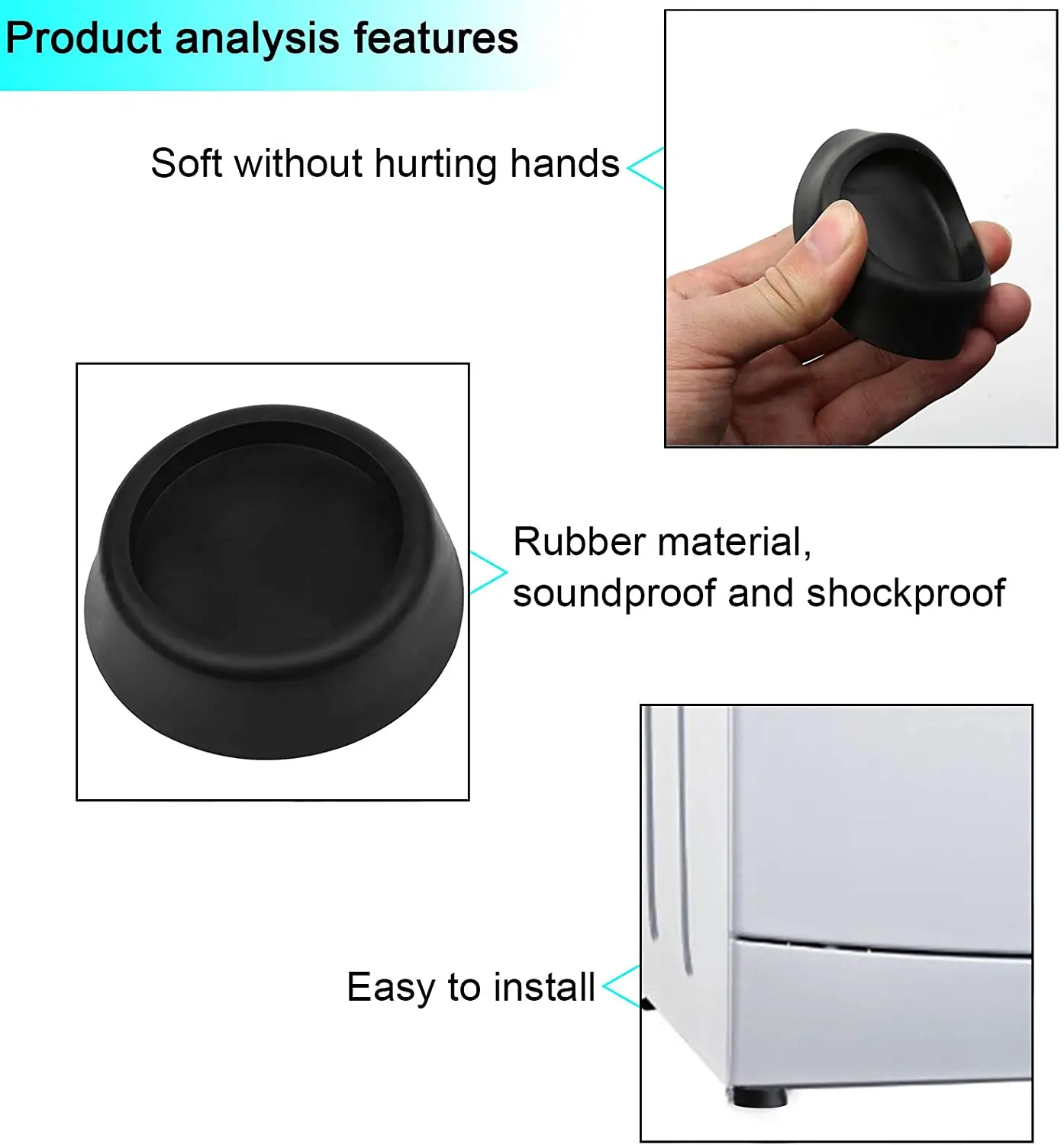 Универсальная анти ходьбы вибрации Нескользящая амортизатор резиновый коврик для ног стиральной