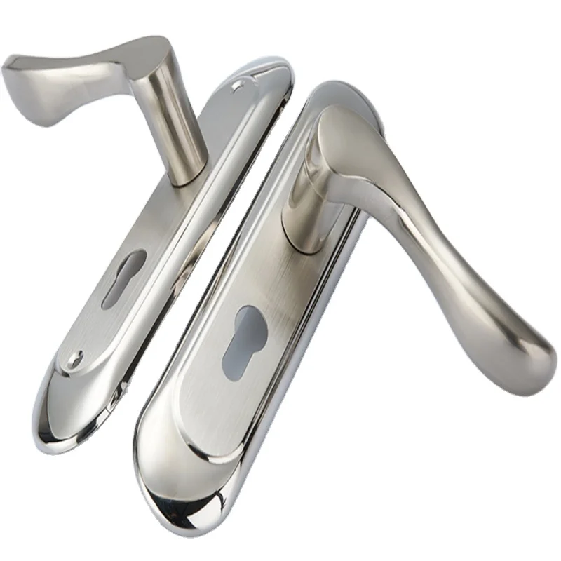 SS Modern Stainless Steel Round Tube Handle Matt Black Finish Indoor Entrance Square Rosette Lever Door Locks Handle