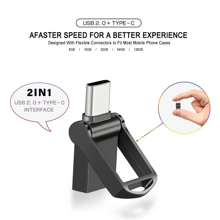 USB Flash Drive 2.0 USB C OTG Pendrive 16GB 128 64 32 GB For Xiaomi Redmi5 For S9 Plus Note 9 Memory Stick Pen Drive