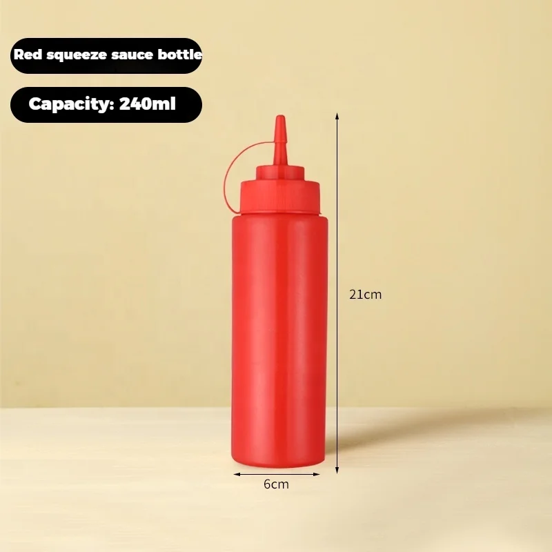 PE Plastic Condiments Sauce Bottle Red Hot Sauce Dispenser 240ml/480ml Kitchen Food Bottle Commercial Hotel Restaurant
