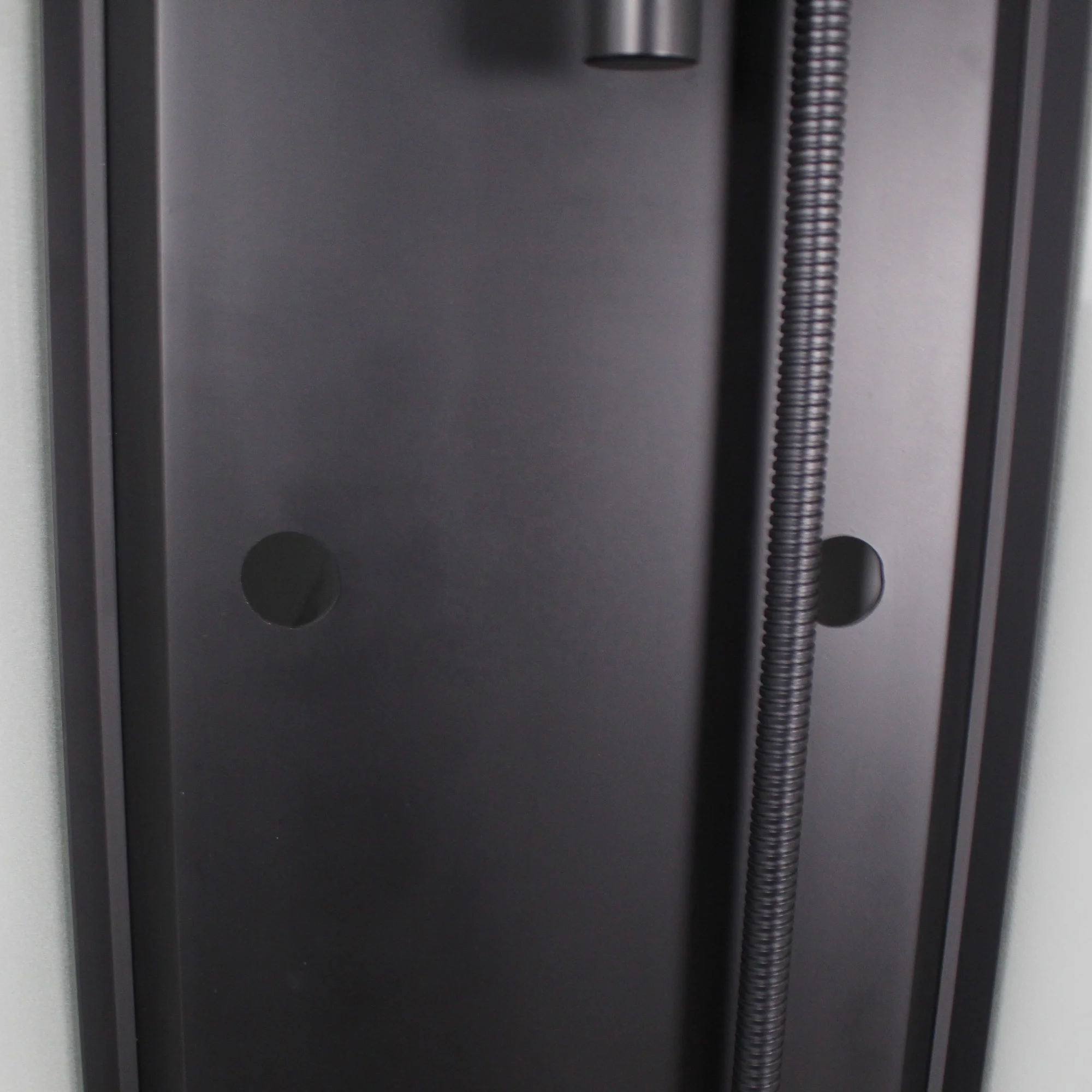 Oumeiga Modern Matt Black Lux Stylish Square Sliding Shower Cabin with 8mil Tempered Glass ABS Material Box for Bathroom