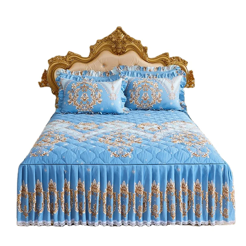 Стеганые юбки для кровати в американском стиле из микрофибры яркого цвета с цветочным