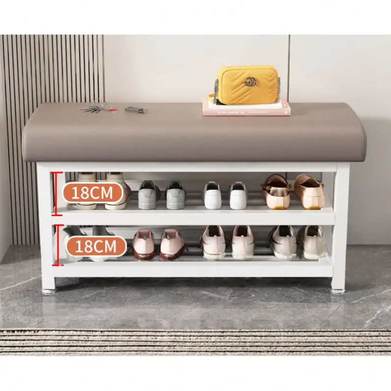 wooden sitting Storage Bench with basket Drawers & Seat Cushion for Shoe Cabinet