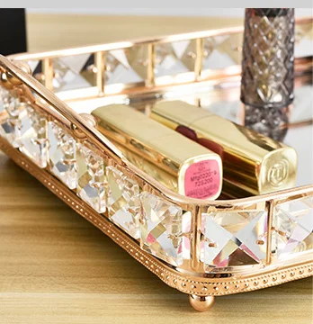 35*21*8 Cm European Style Metal Tray With Handle Cosmetic Storage Mirror Tray