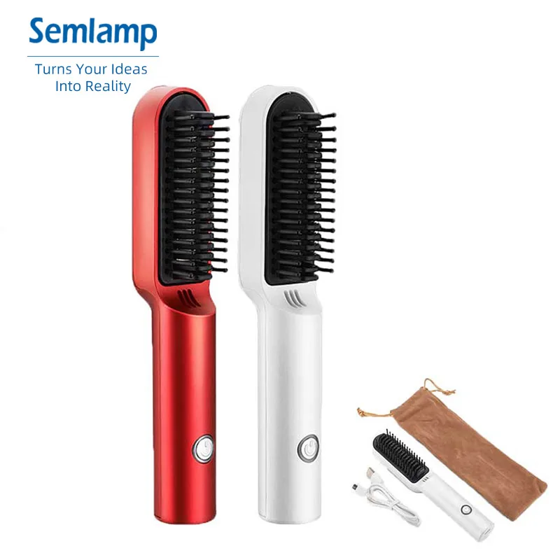 High Quality Professional Wireless 2 In1 Create Your Own Brand Styling Hot Iron Comb Corrugation Hair Straightener Brush