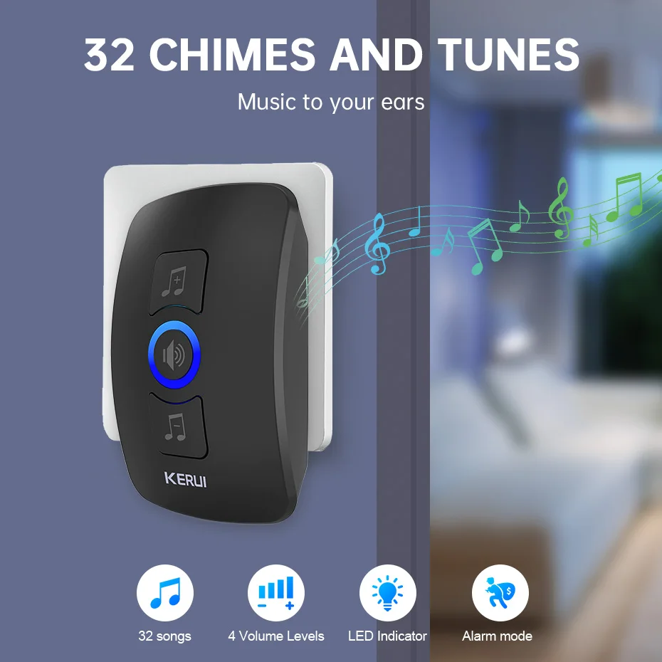 KERUI M525 Home Security Welcome  Doorbell Smart Chimes Door Bell Alarm LED Light 32 Songs With Waterproof Touch Button