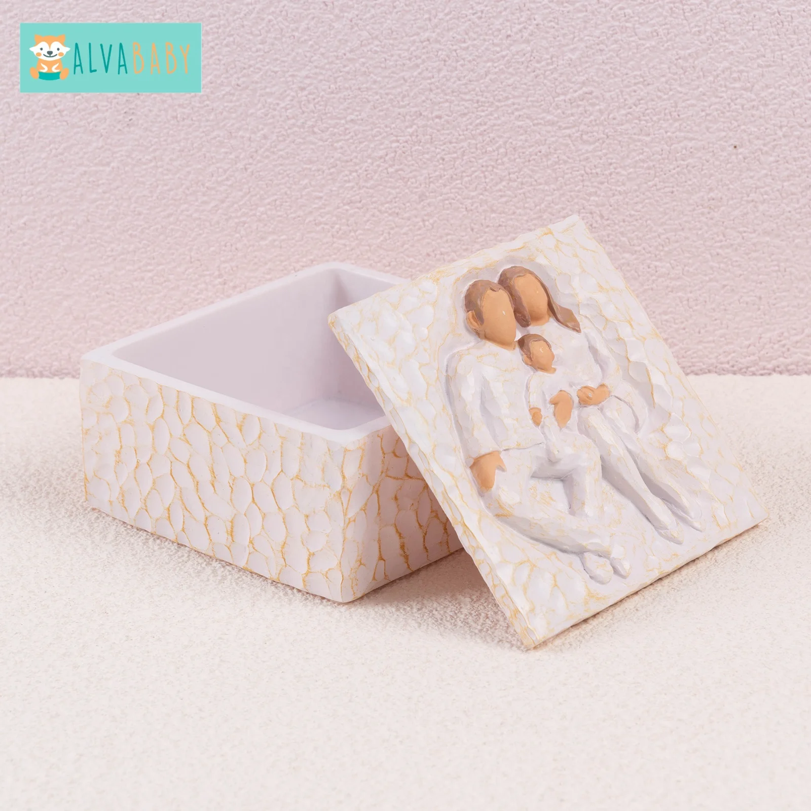ALVABABY Sculpted Hand-Painted Keepsake Box Baby Tooth Keepsakes Boxes Souvenirs Gift Resin Crafts