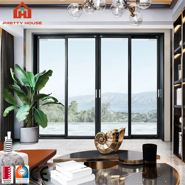 Malaysia biometric aluminium double sliding glass door