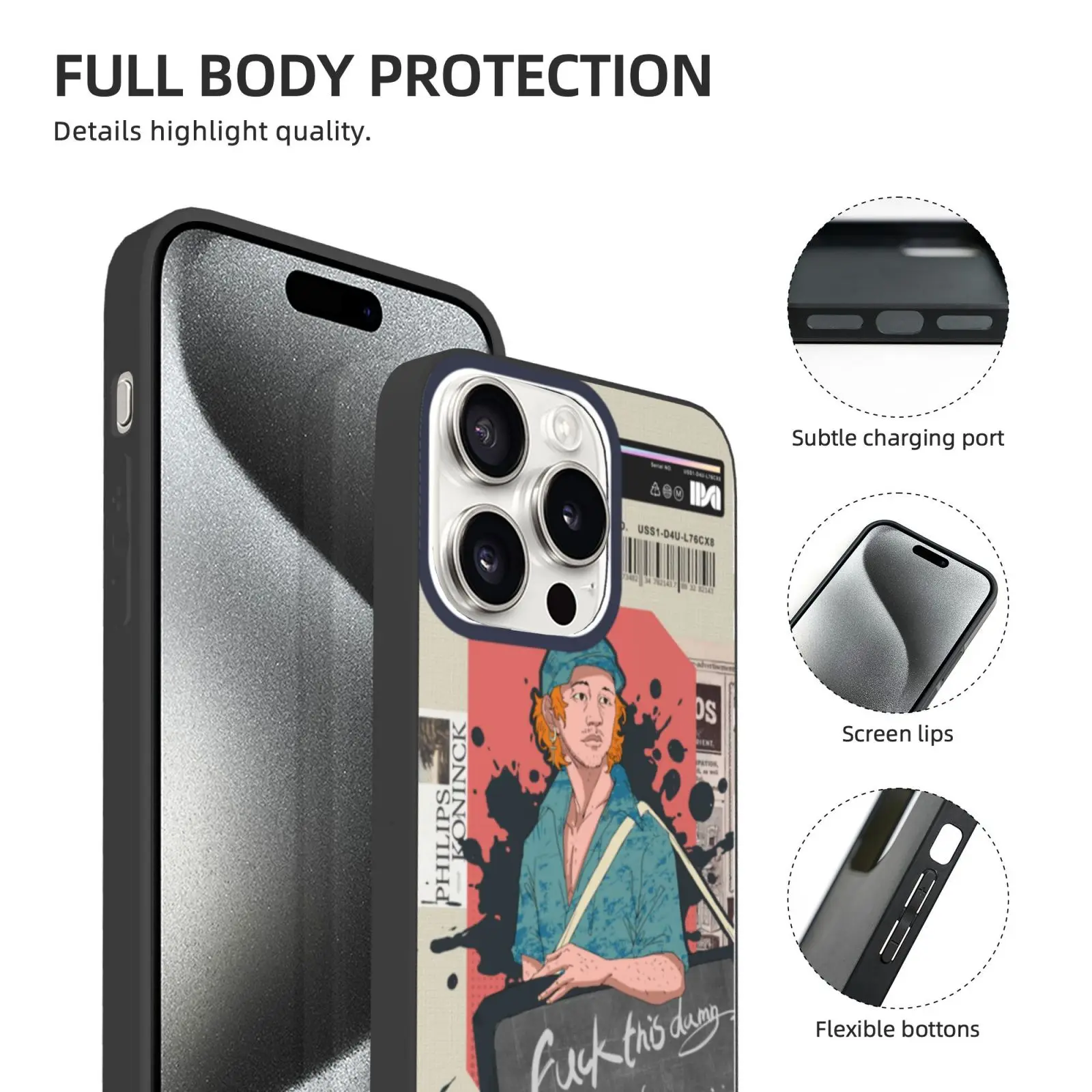Мягкий стеклянный чехол для iPhone 15 (Три головки камеры)
