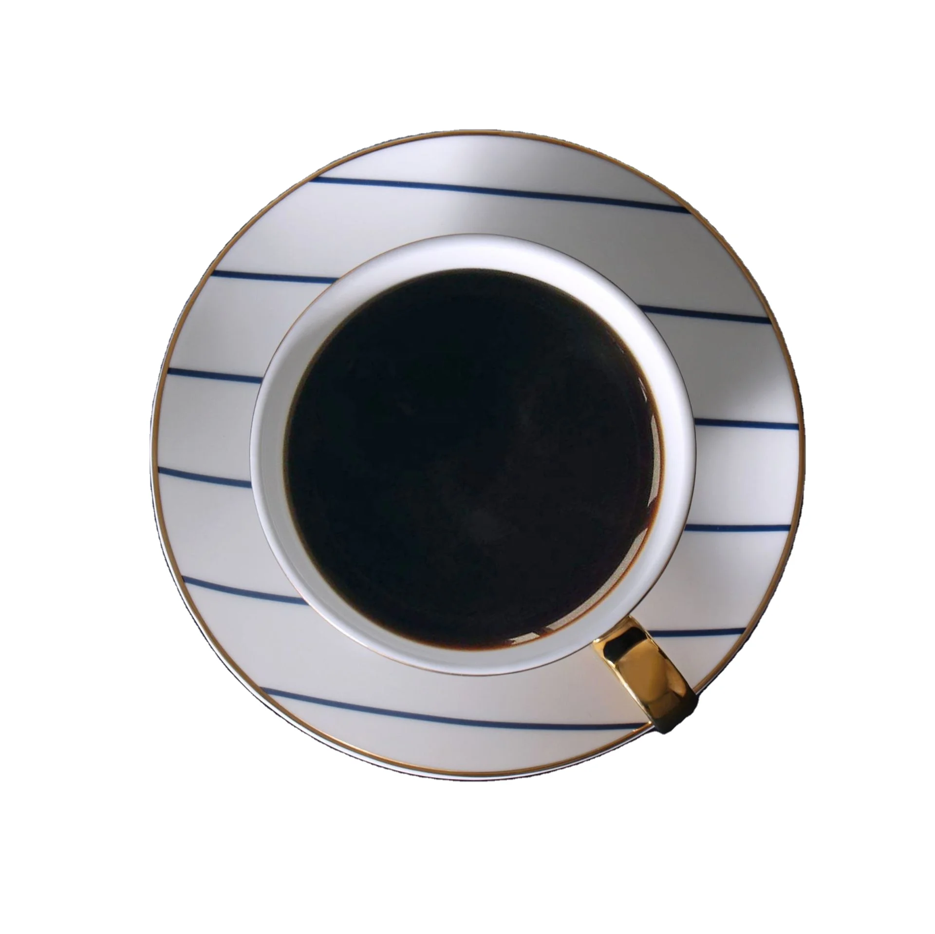 
Scandinavian style gold blue afternoon tea cup dessert plate ceramic mug coffee cup saucer set 