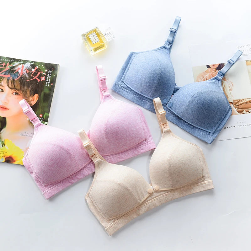 Wholesale Provide Sample Comfortable Thin Cup Front Open Maternity Cotton Nursing Bras for Breastfeeding