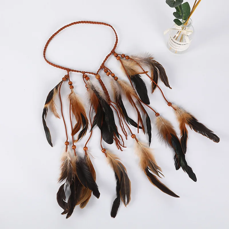 Hair Accessories Festival Women Hippie Adjustable Headdress Boho Peacock Feather Hairband Headband